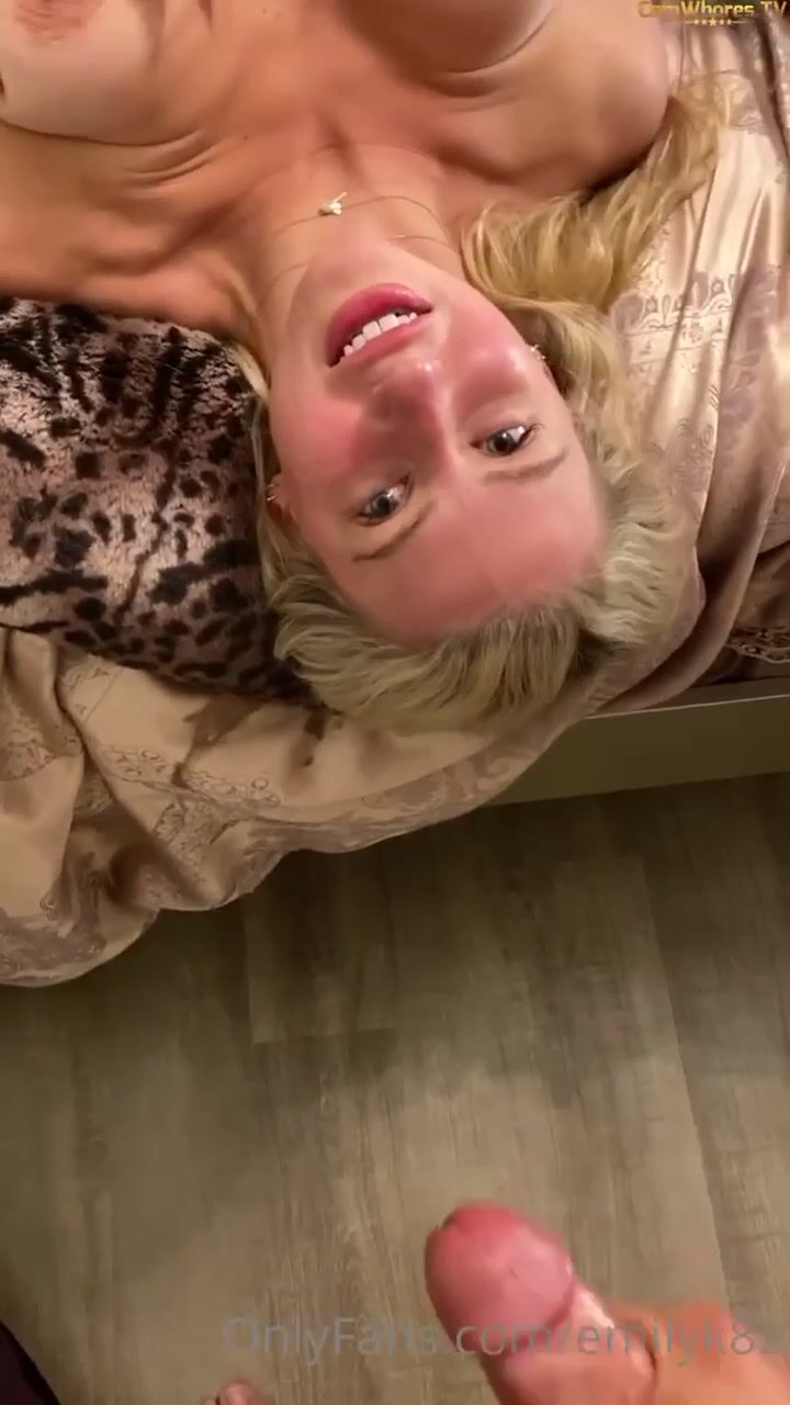 Emily gets covered in cum